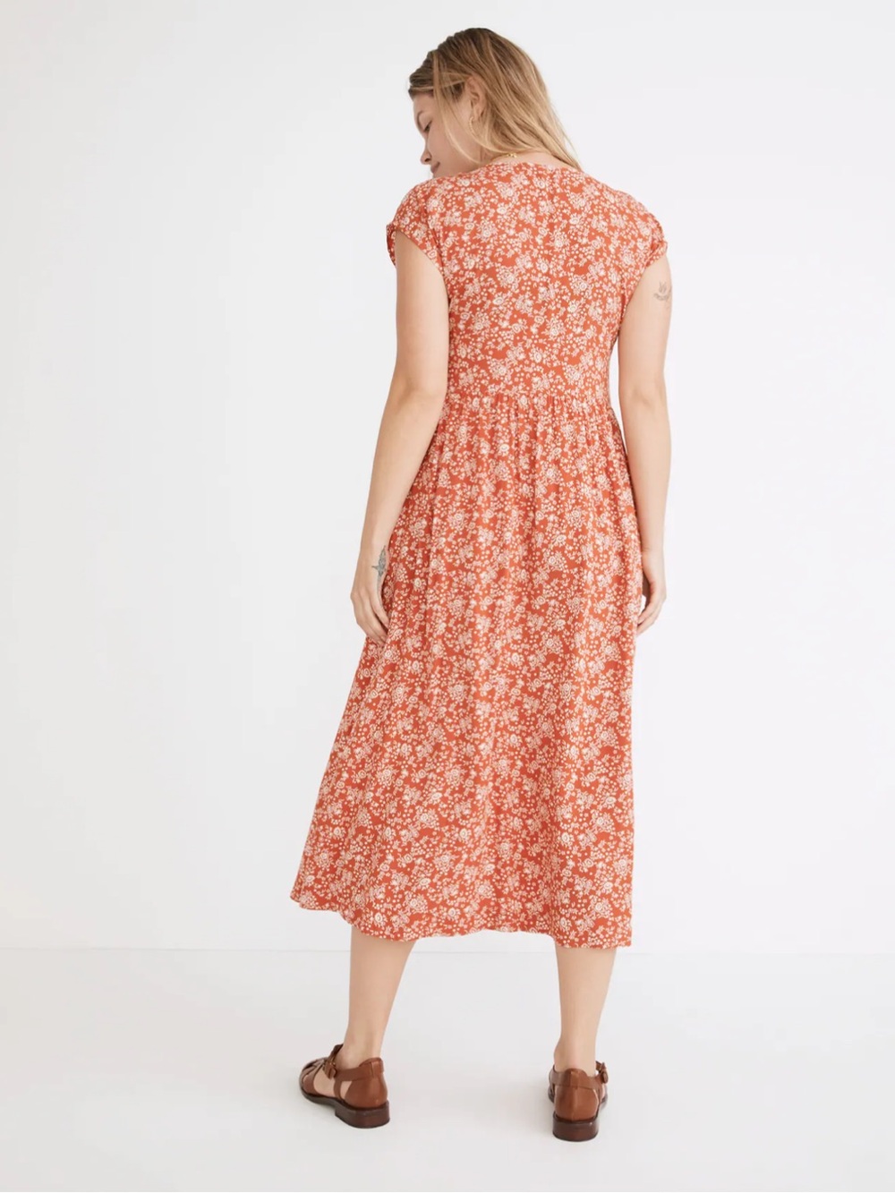 Madewell // Button-Front Piazza Floral Midi Dress in Fresh Chili - Picture 3 of 12